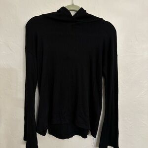 Black Ribbed Long Sleeve Rag & Bone Hoodie